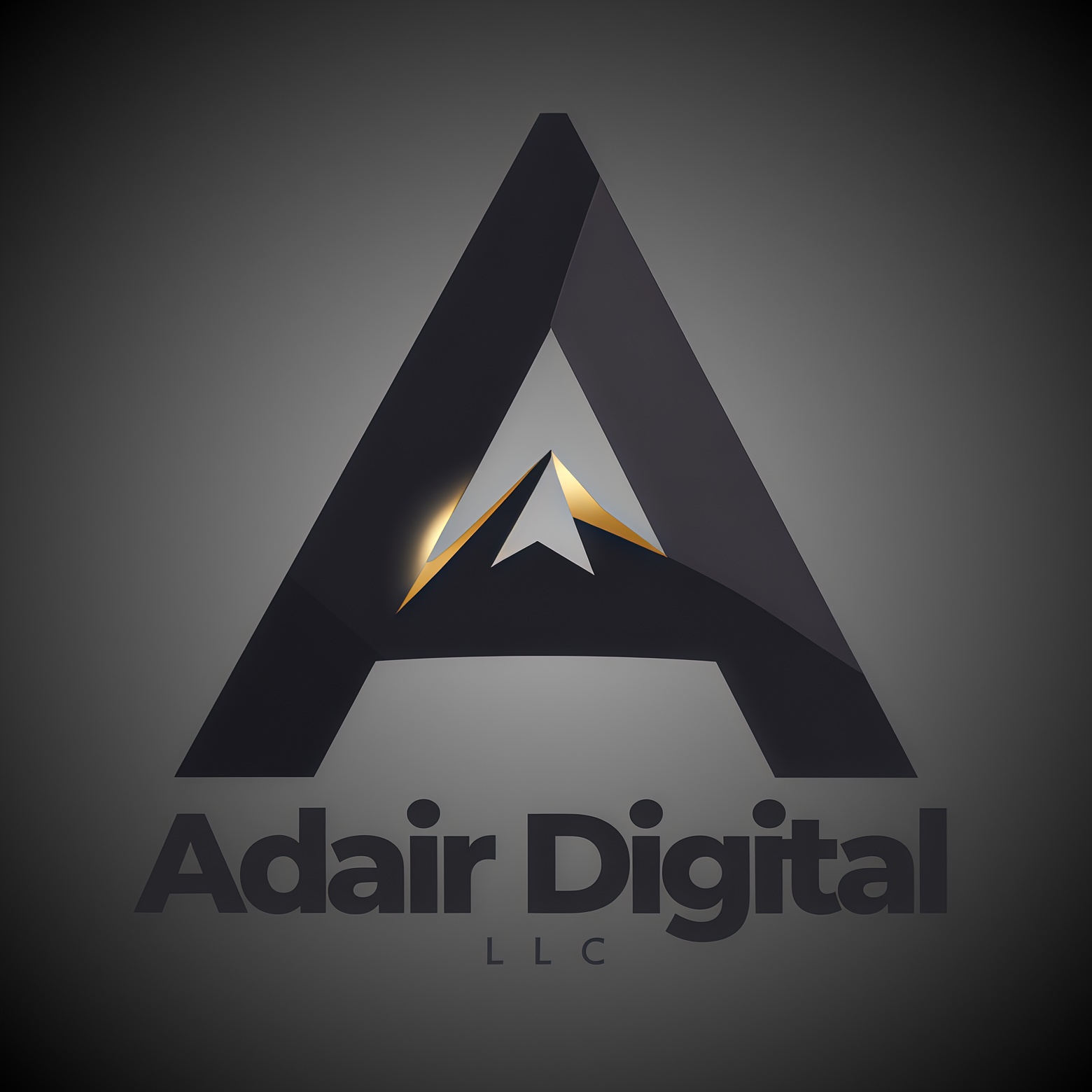 Adair Digital emblem in gold and chrome